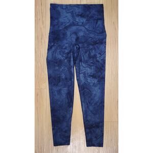 Spanx Booty Boost Crop Leggings Blue Wavy Line Pattern Womens Size Small Stretch